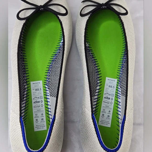 Rothy's The Ballet Flat Bow Accent Round Toe Diamond Metallic Women's Size 8.5 - Picture 11 of 14